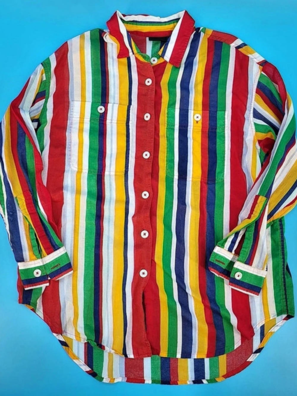 Lizsport Women's Striped Rayon Shirt Size Large